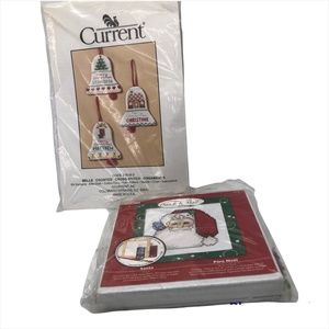 Bucilla “Stitch & Mail” Santa + Current 3 Bells Counted Cross-Stitch Ornaments